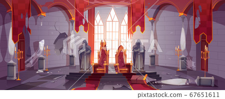 Abandoned medieval castle with royal thrones Abandoned medieval castle with royal thrones 67651611