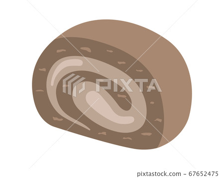 Illustration of cut chocolate roll cake 67652475