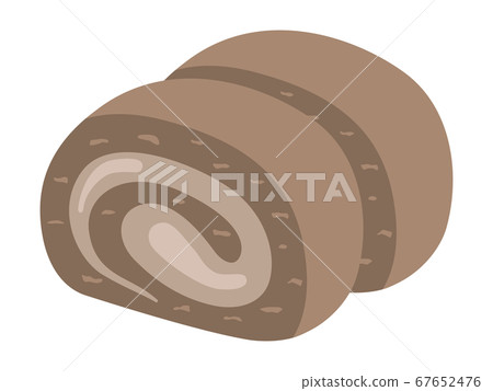 切好的巧克力卷蛋糕的插圖 切好的巧克力卷蛋糕的插圖 67652476