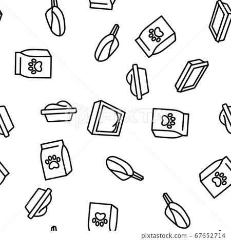 Pet Litter Accessory Vector Seamless Pattern 67652714