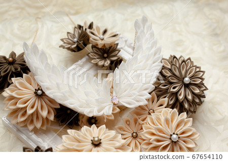 Beige and brown knob flowers and angel wings 67654110