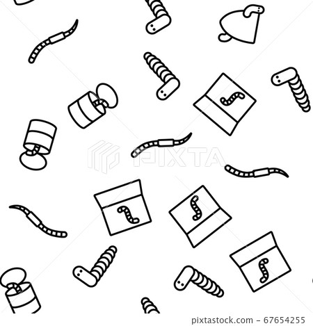 Worm Insect Animal Vector Seamless Pattern 67654255