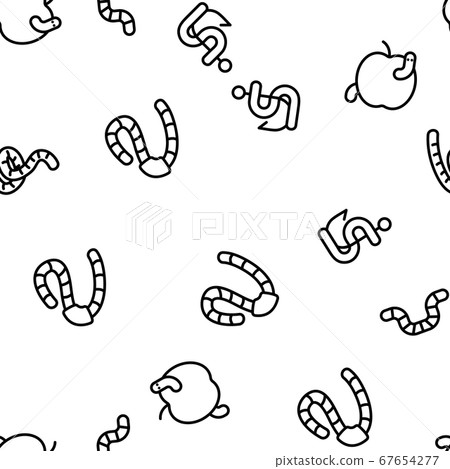 Worm Insect Animal Vector Seamless Pattern 67654277