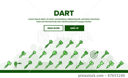 Dart For Play Game Landing Header Vector 67655280