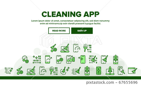 Cleaning Application Landing Header Vector 67655696