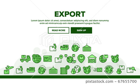 Export Global Logistic Landing Header Vector 67655700