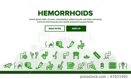 Hemorrhoids Disease Landing Header Vector 67655992