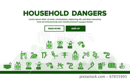 Household Dangers Landing Header Vector 67655993