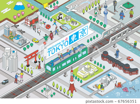 Welcome to Tokyo. Illustration image of tourist attractions in Tokyo. Isometric isometric Welcome to Tokyo. Illustration image of tourist attractions in Tokyo. Isometric isometric 67656351