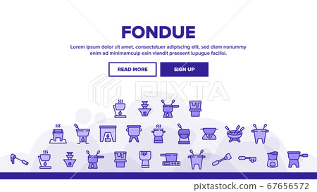 Fondue Pot Equipment Landing Header Vector 67656572