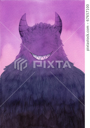 a purple devil monster, hand drawn watercolor illustration. a purple devil monster, hand drawn watercolor illustration. 67657100