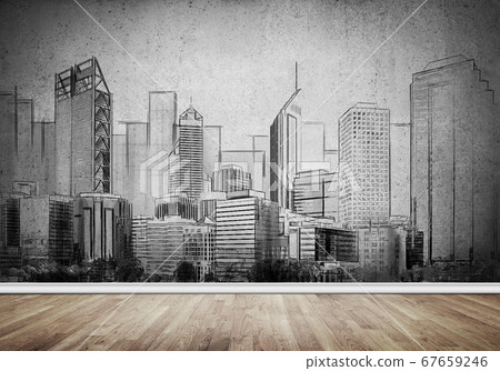 City design on wall City design on wall 67659246