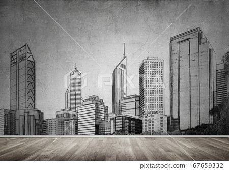 City design on wall City design on wall 67659332