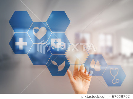 Innovative technologies for science and medicine in use by female doctor or scientist 67659702