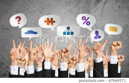 Set of hand gestures and icons Set of hand gestures and icons 67660571