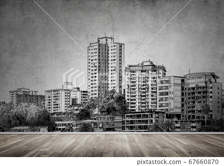 City design on wall City design on wall 67660870