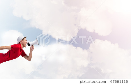 Guy making announcement Guy making announcement 67661116