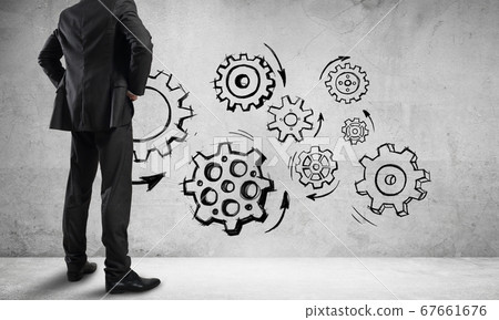 Teamwork concept drawn on wall Teamwork concept drawn on wall 67661676