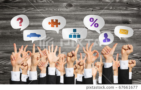Set of hand gestures and icons Set of hand gestures and icons 67661677