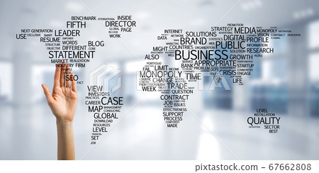 World map in office interior as symbol for international business and globalization World map in office interior as symbol for international business and globalization 67662808