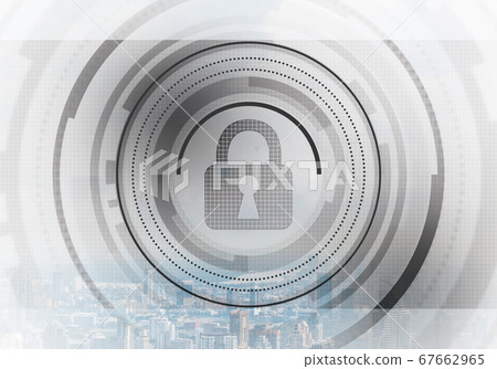 Virtual locking mechanism on background downtown Virtual locking mechanism on background downtown 67662965