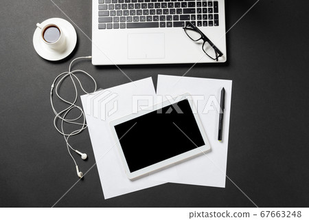 Top view of modern office workplace Top view of modern office workplace 67663248