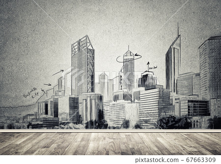 City design on wall City design on wall 67663309