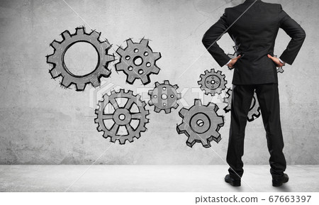 Teamwork concept drawn on wall 67663397
