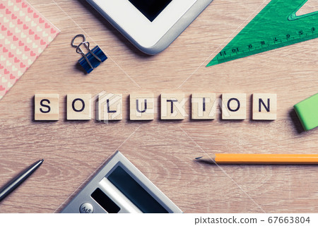 Business and marketing conceptual word spelled with game wooden elements 67663804