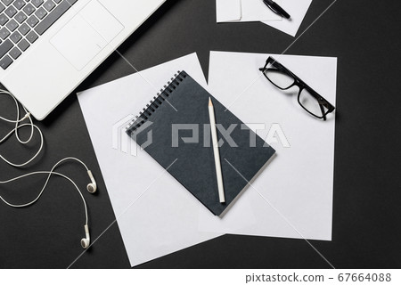 Still life of office workplace with supplies Still life of office workplace with supplies 67664088