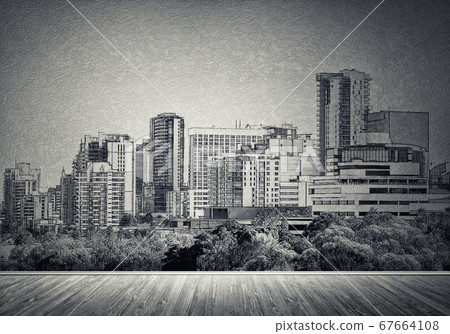 City design on wall City design on wall 67664108