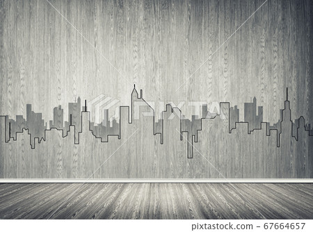 City design on wall 67664657