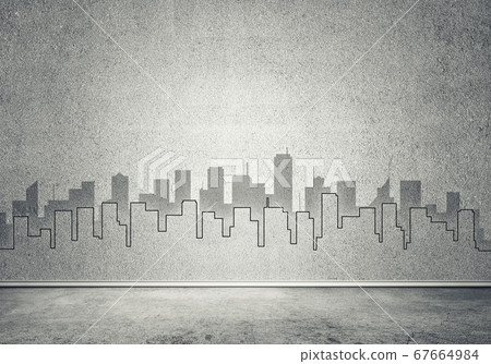 City design on wall 67664984