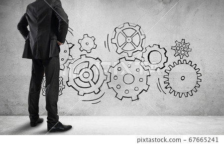 Teamwork concept drawn on wall Teamwork concept drawn on wall 67665241