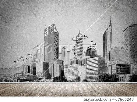 City design on wall City design on wall 67665245