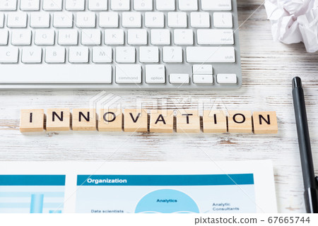 Innovation concept with letters on cubes Innovation concept with letters on cubes 67665744