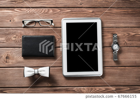 Hipster set on wooden table Hipster set on wooden table 67666155