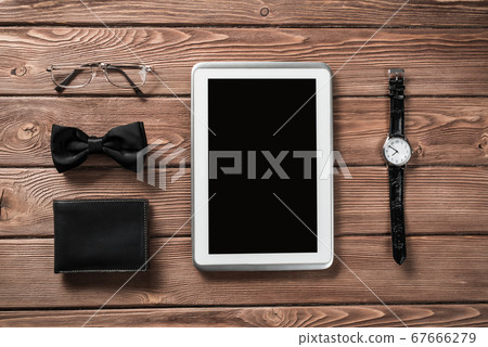 Hipster set on wooden table Hipster set on wooden table 67666279