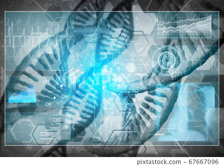 DNA molecules background, 3D rendering DNA molecules background, 3D rendering 67667096