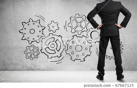 Teamwork concept drawn on wall Teamwork concept drawn on wall 67667125