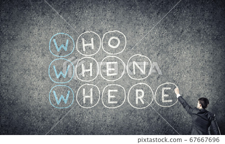Seminar trainer draw on chalkboard Seminar trainer draw on chalkboard 67667696