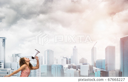 Girl making announcement Girl making announcement 67668227