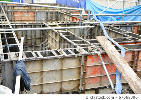 Construction site under foundation construction 67668390