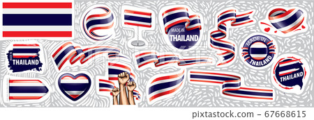Vector set of the national flag of Thailand in various creative designs 67668615