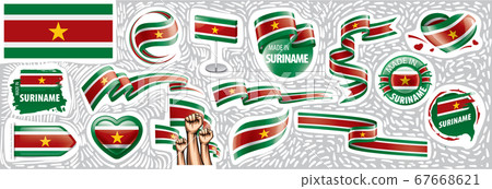Vector set of the national flag of Suriname in various creative designs Vector set of the national flag of Suriname in various creative designs 67668621