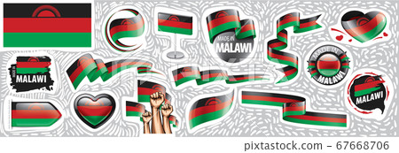 Vector set of the national flag of Malawi in various creative designs Vector set of the national flag of Malawi in various creative designs 67668706