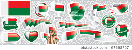 Vector set of the national flag of Madagascar in various creative designs 67668707