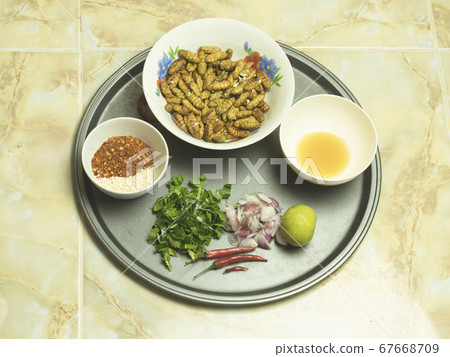 Pupa salad of silkworms Pupa salad of silkworms 67668709
