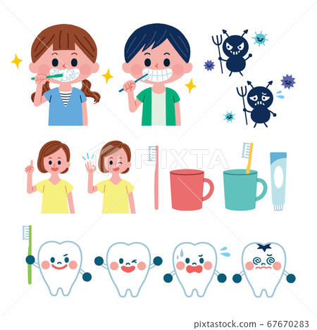 Toothpaste illustration set 67670283