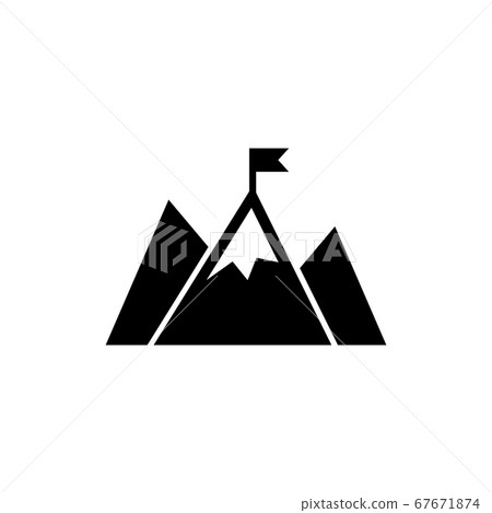 Achievement Top Point, Mountain Goal Flag. Flat 67671874